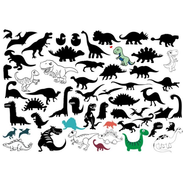 200 Motifs Dinosaures au Format PNG, SVG, DXF – Image 2