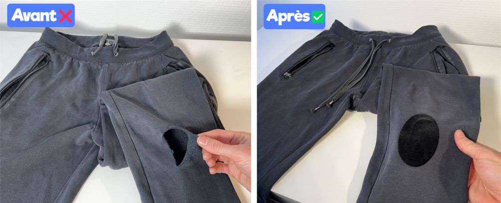 Réparer un trou de pantalon avec du flex thermocollant